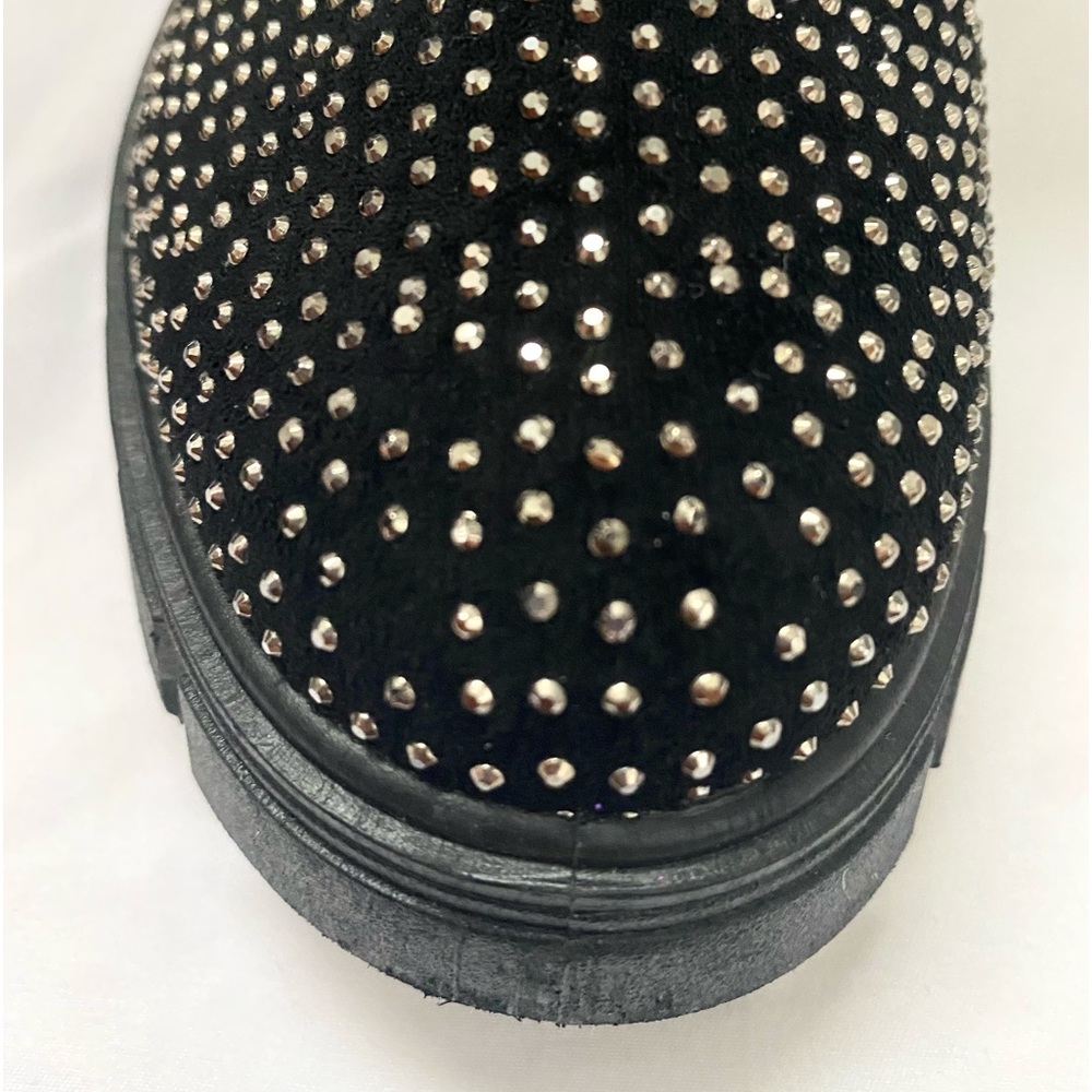 Forever Black Rhinestone Knit Combat Boot - Picture 9 of 13